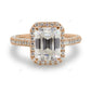 Emerald Cut Halo Lab Grown Diamond Pave Gold Ring