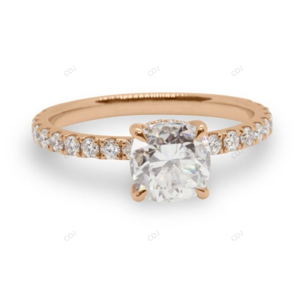 Cushion Cut Lab Diamond Classic Gold Bridal Ring