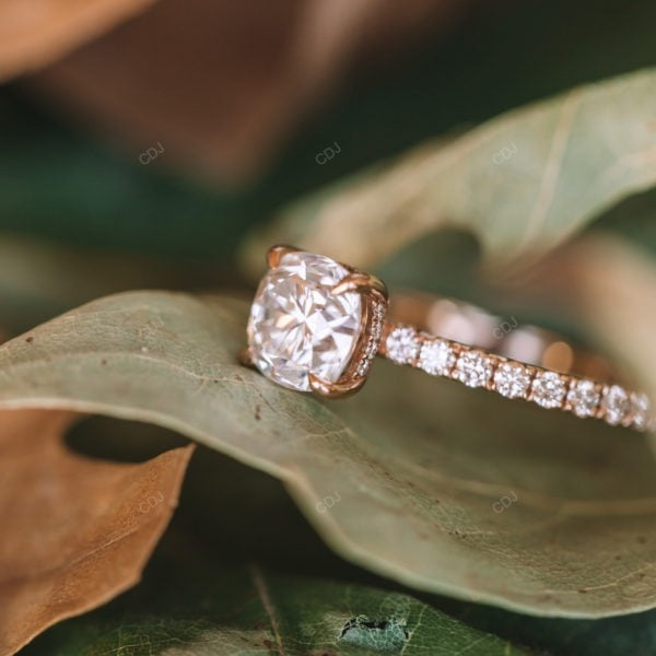 Cushion Cut Lab Diamond Classic Gold Bridal Ring