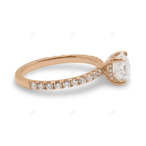 Cushion Cut Lab Diamond Classic Gold Bridal Ring
