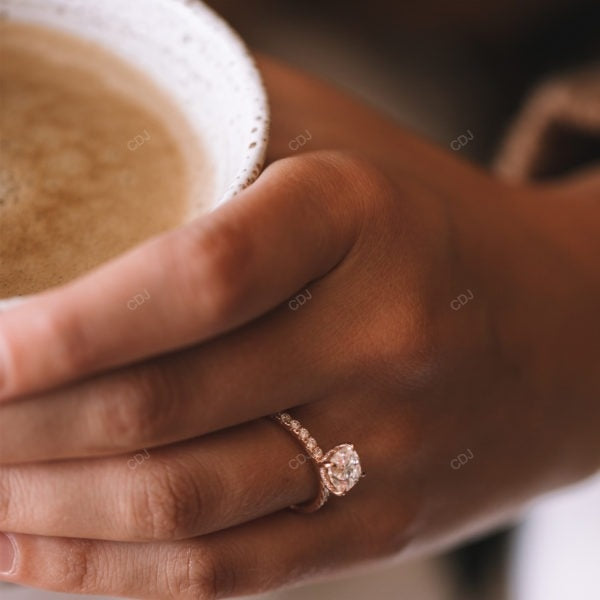Cushion Cut Lab Diamond Classic Gold Bridal Ring
