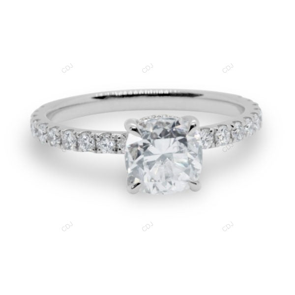 Cushion Cut Lab Diamond Classic Gold Bridal Ring
