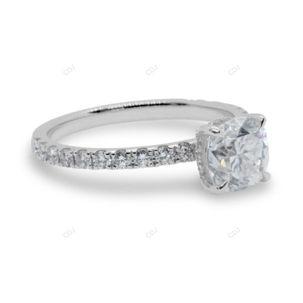 Cushion Cut Lab Diamond Classic Gold Bridal Ring