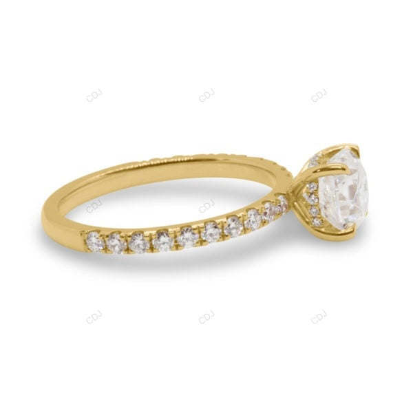 Cushion Cut Lab Diamond Classic Gold Bridal Ring