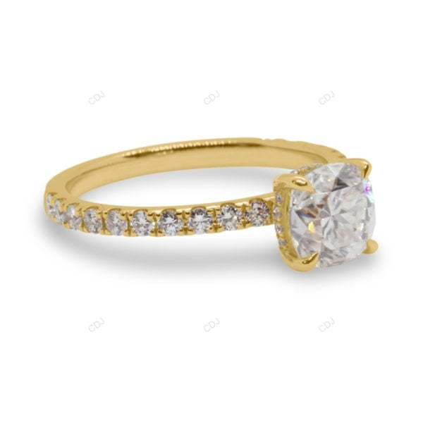 Cushion Cut Lab Diamond Classic Gold Bridal Ring
