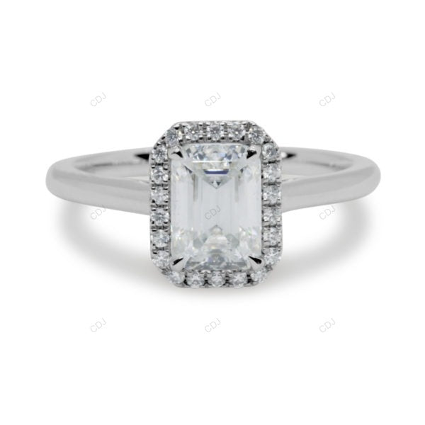 Emerald Cut Lab Diamond Classic Gold Halo Ring