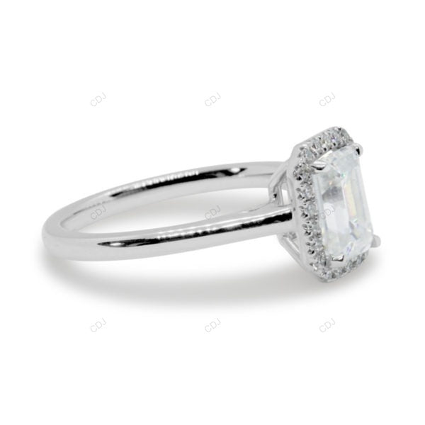 Emerald Cut Lab Diamond Classic Gold Halo Ring