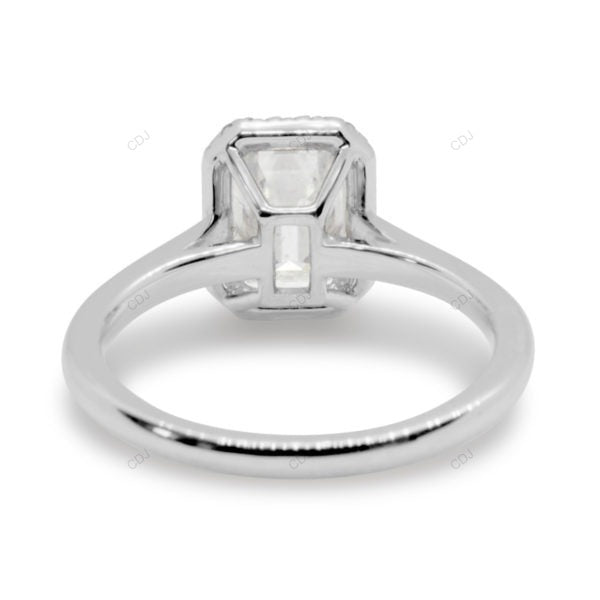 Emerald Cut Lab Diamond Classic Gold Halo Ring