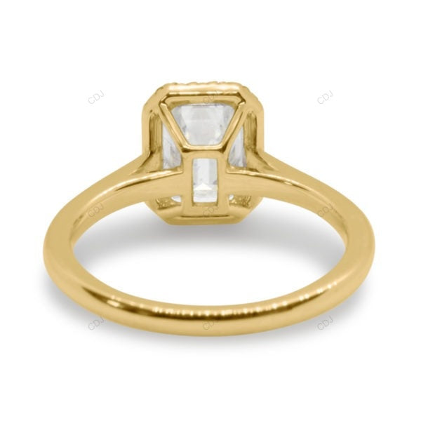 Emerald Cut Lab Diamond Classic Gold Halo Ring