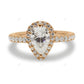 Pear Cut Halo Setting Lab Grown Diamond Gold Ring