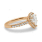 Pear Cut Halo Setting Lab Grown Diamond Gold Ring