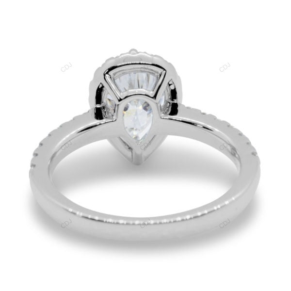 Pear Cut Halo Setting Lab Grown Diamond Gold Ring