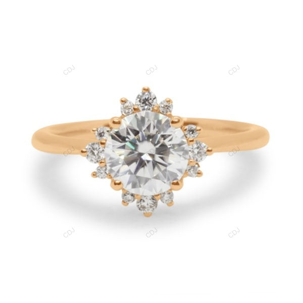 Rose Gold Flower Setting Lab Grown Diamond Ring