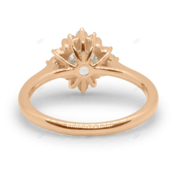 Rose Gold Flower Setting Lab Grown Diamond Ring