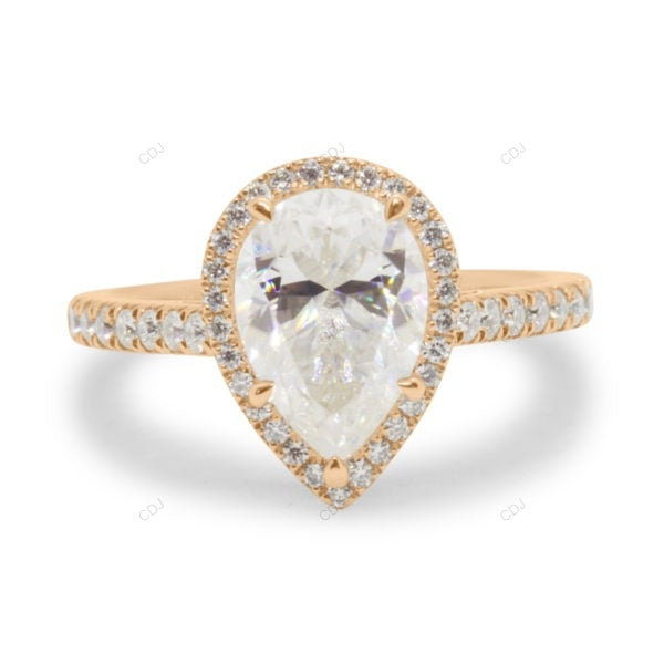 Pear Cut Lab Grown Diamond Classic Style Gold Ring