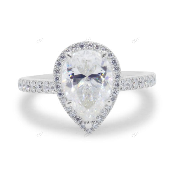 Pear Cut Lab Grown Diamond Classic Style Gold Ring