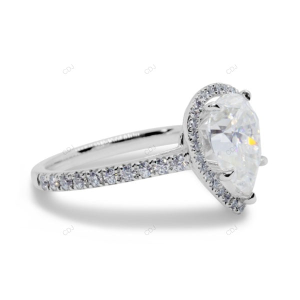 Pear Cut Lab Grown Diamond Classic Style Gold Ring