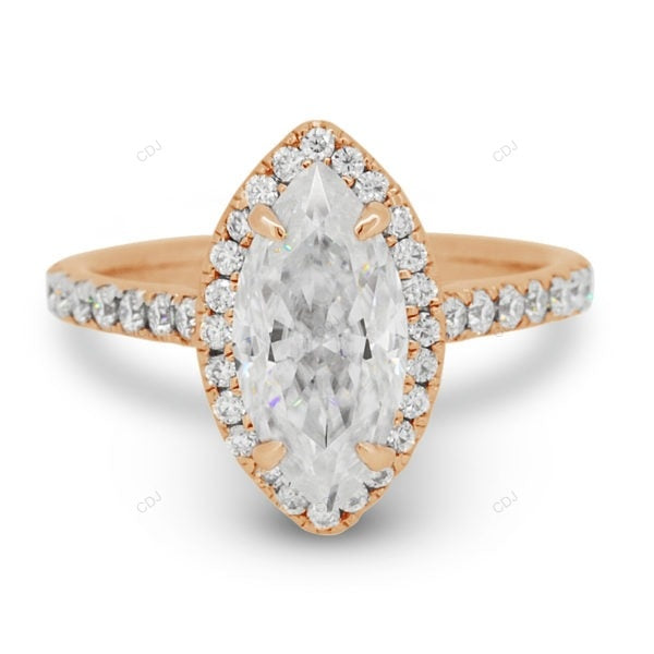 Marquise Cut Half Eternity Lab Grown Diamond Gold Ring