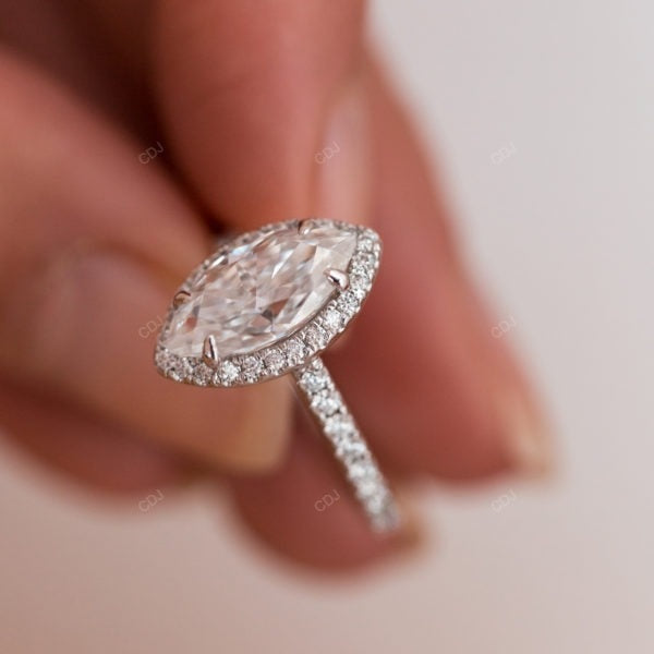 Marquise Cut Half Eternity Lab Grown Diamond Gold Ring