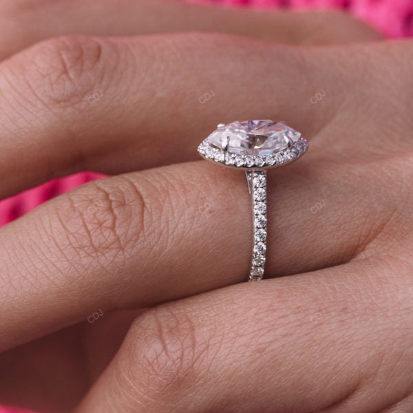 Marquise Cut Half Eternity Lab Grown Diamond Gold Ring