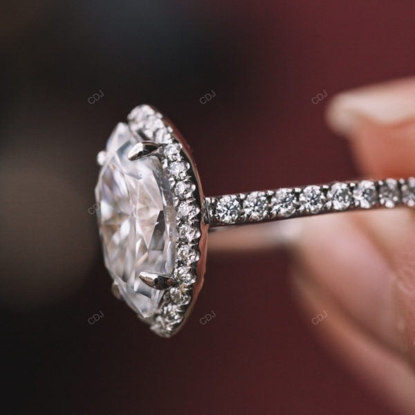 Marquise Cut Half Eternity Lab Grown Diamond Gold Ring