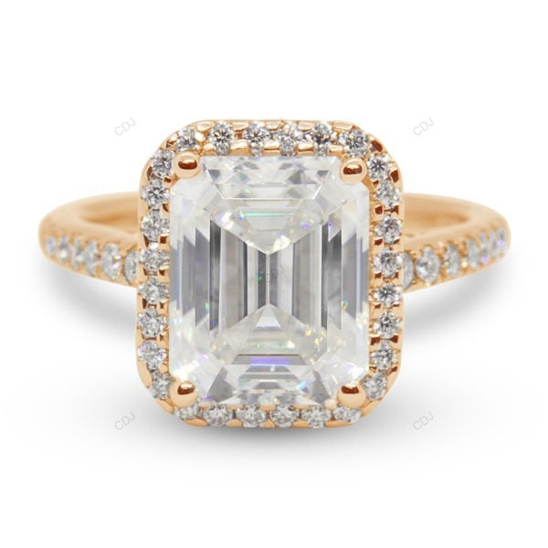 Emerald Cut Half Eternity Set Lab Grown Diamond Gold Ring