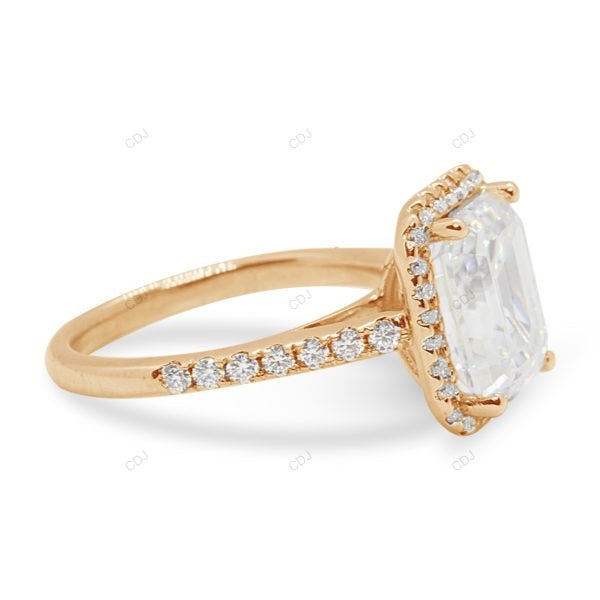 Emerald Cut Half Eternity Set Lab Grown Diamond Gold Ring