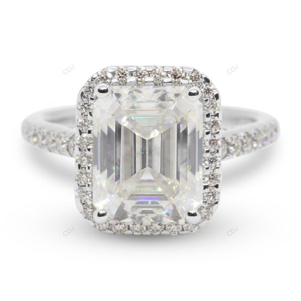 Emerald Cut Half Eternity Set Lab Grown Diamond Gold Ring