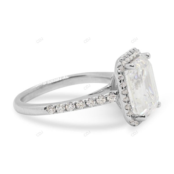 Emerald Cut Half Eternity Set Lab Grown Diamond Gold Ring