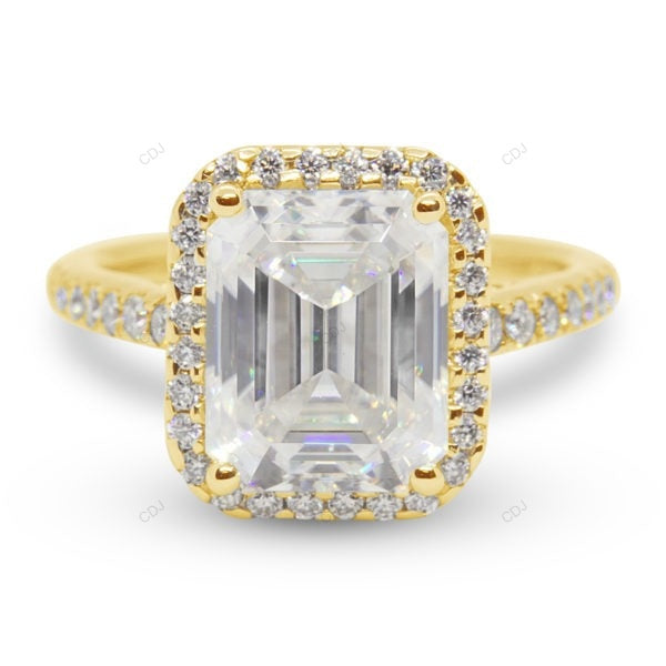 Emerald Cut Half Eternity Set Lab Grown Diamond Gold Ring