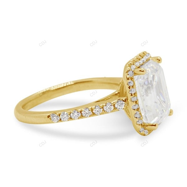 Emerald Cut Half Eternity Set Lab Grown Diamond Gold Ring