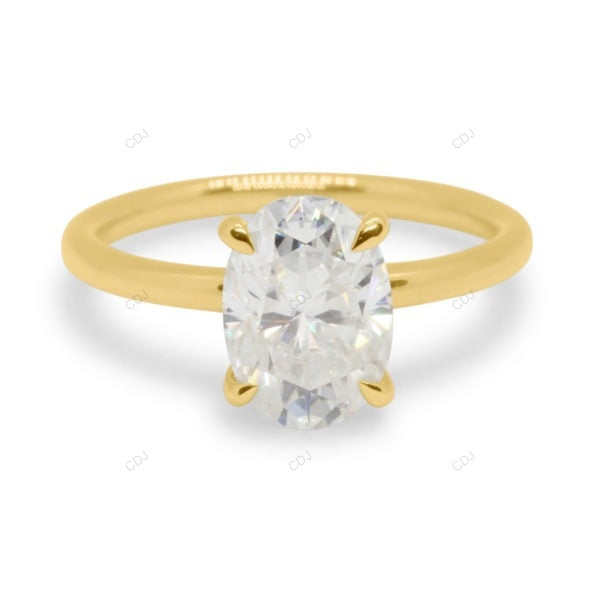 Hidden Halo Oval Cut Lab Diamond Gold Ring