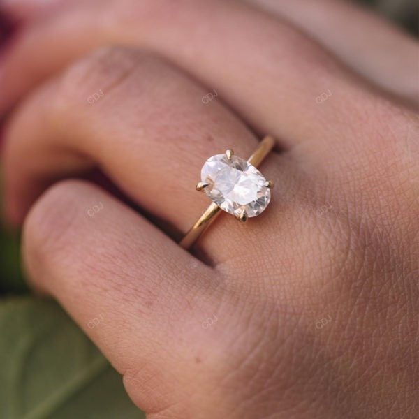 Hidden Halo Oval Cut Lab Diamond Gold Ring