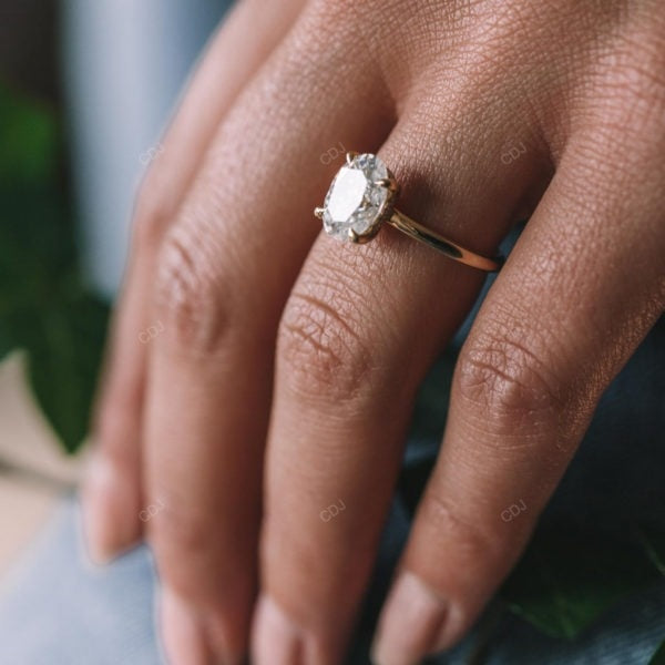 Hidden Halo Oval Cut Lab Diamond Gold Ring