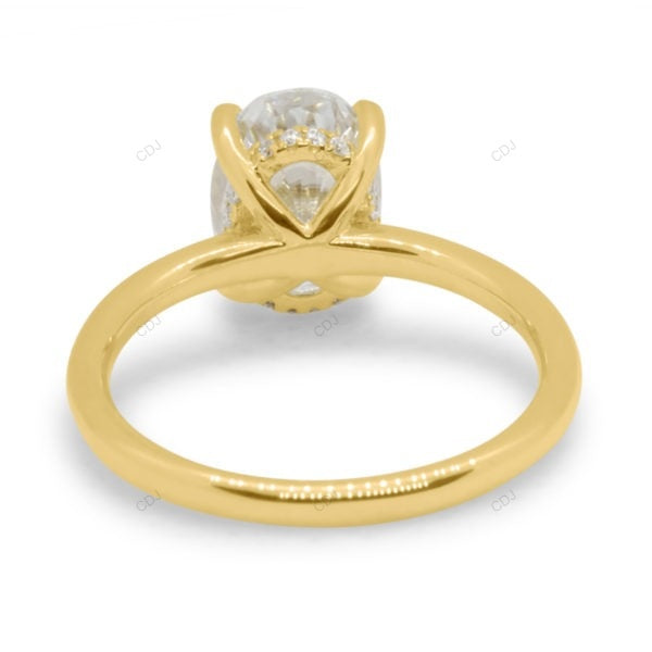 Hidden Halo Oval Cut Lab Diamond Gold Ring