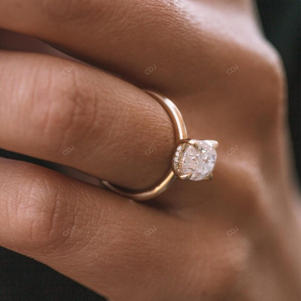 Hidden Halo Oval Cut Lab Diamond Gold Ring