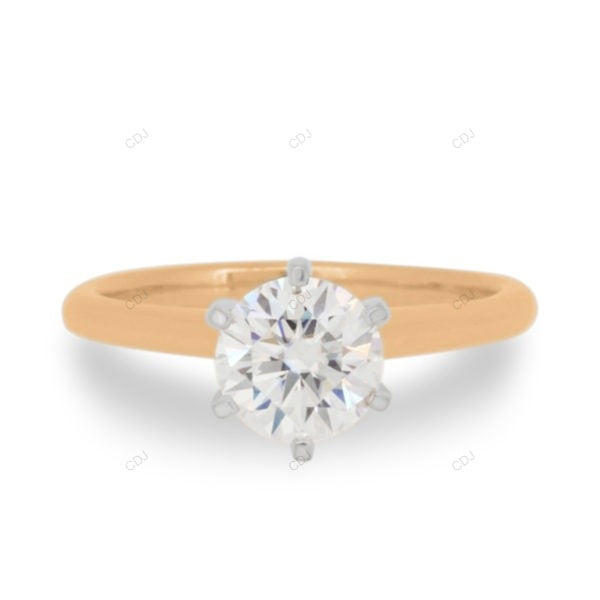 Two Tone Solitaire Lab Grown Diamond Ring