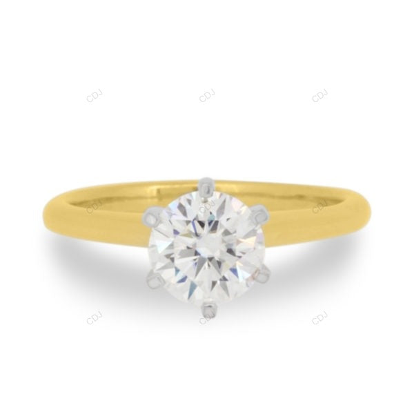 Two Tone Solitaire Lab Grown Diamond Ring