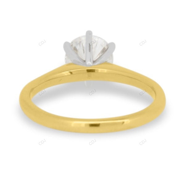 Two Tone Solitaire Lab Grown Diamond Ring