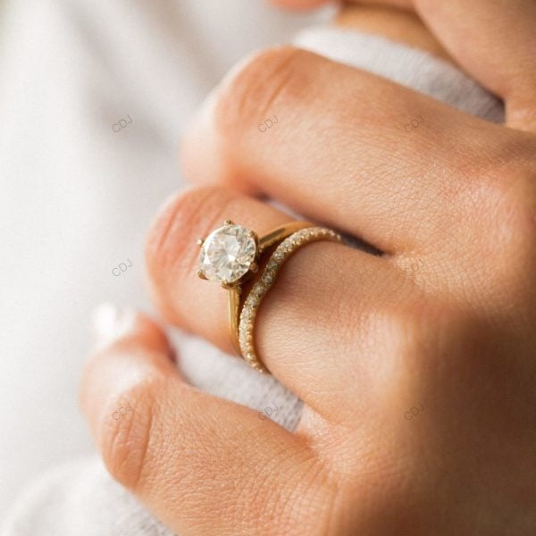 Two Tone Solitaire Lab Grown Diamond Ring