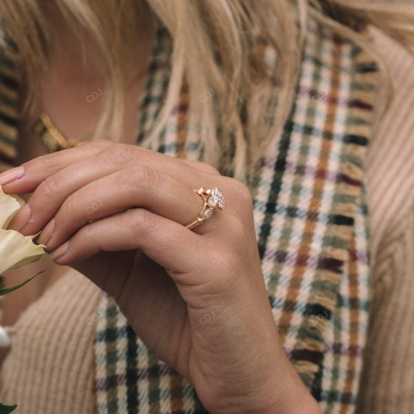 Asscher Cut Lab Grown Diamond Vintage Gold Ring