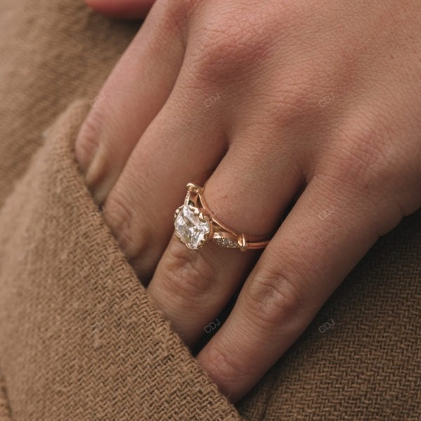 Asscher Cut Lab Grown Diamond Vintage Gold Ring