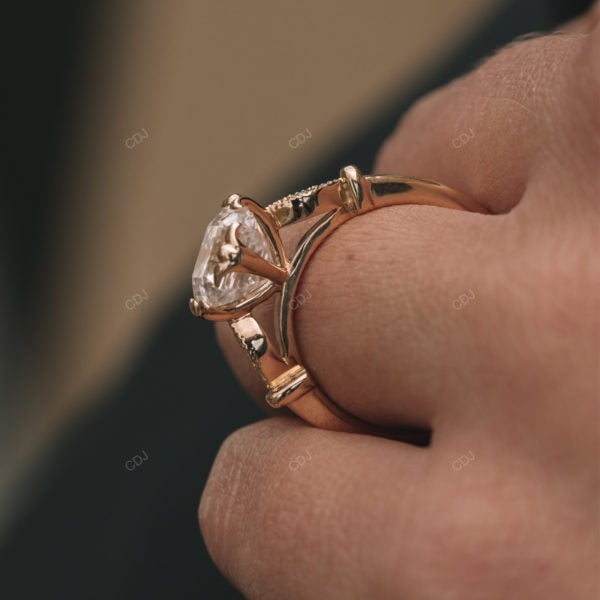 Asscher Cut Lab Grown Diamond Vintage Gold Ring