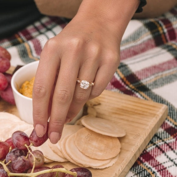 Asscher Cut Lab Grown Diamond Vintage Gold Ring