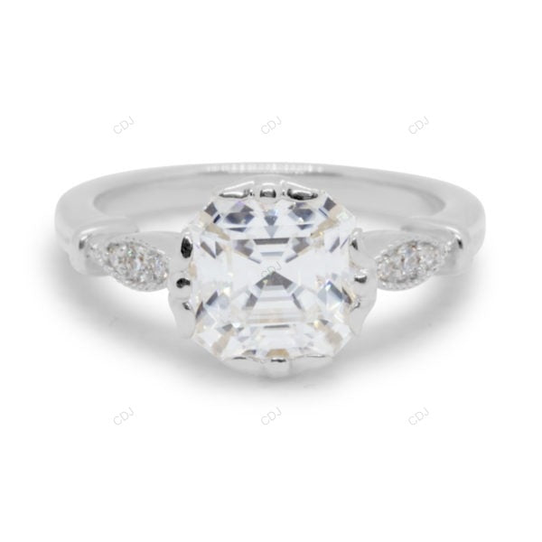 Asscher Cut Lab Grown Diamond Vintage Gold Ring