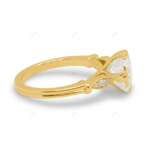 Asscher Cut Lab Grown Diamond Vintage Gold Ring