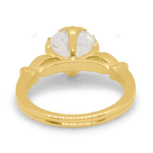 Asscher Cut Lab Grown Diamond Vintage Gold Ring