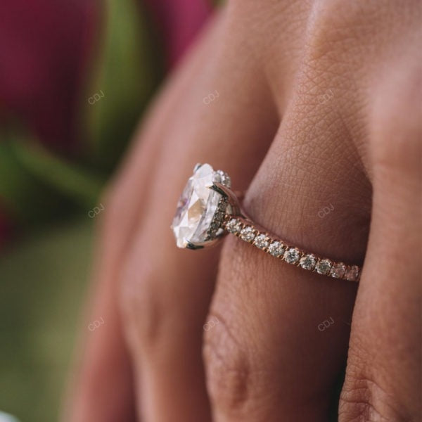 Two Tone Oval Cut Cluster Lab Grown Diamond Ring