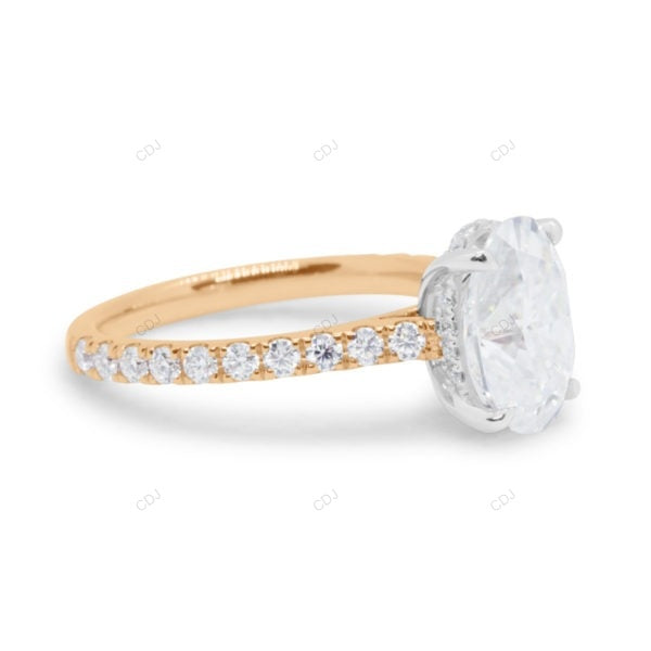 Two Tone Oval Cut Cluster Lab Grown Diamond Ring