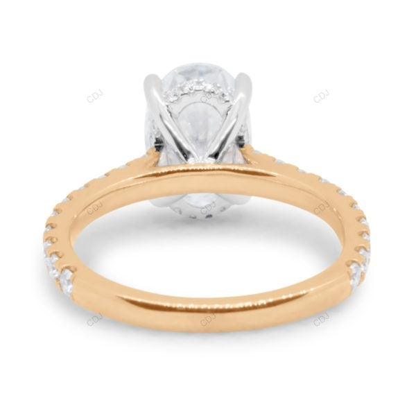Two Tone Oval Cut Cluster Lab Grown Diamond Ring